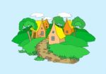 Small Village Illustration Isolated Stock Photo