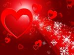 Hearts Snowflake Means Valentines Day And Congratulation Stock Photo