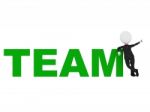 Businessman leant on team word Stock Photo