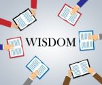 Wisdom Books Shows Education Fiction And Academic Stock Photo