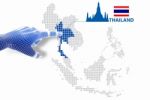 3d Finger Touch On Display Thailand Map And Flag Stock Photo