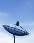 Black Satellite Dish On Blue Sky  Stock Photo