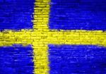 Sweden Flag Painted On Wall Stock Photo