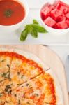 Italian Original Thin Crust Pizza Stock Photo