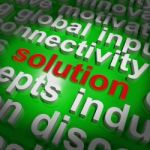 Solution Word Cloud Shows Achievement Resolution Solving And Sol Stock Photo