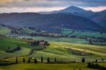 View Of Val D'orcia In Tuscany Stock Photo