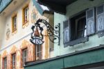 Highly Decorated Building And Shop Sign In St Wolfgang Stock Photo