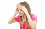 Woman With Terrible Headache Stock Photo