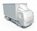 3d White Delivery Truck Icon Stock Photo