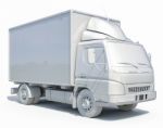 3d White Delivery Truck Icon Stock Photo