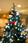 Abstract Of Christmas Tree Light Bokeh For Background Stock Photo