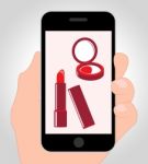 Makeup Online Indicates Mobile Phone And Cellphone Stock Photo