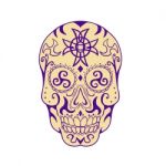 Mexican Skull  With Triskele And Celtic Cross Tattoo Stock Photo