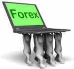 Forex Characters Laptop Shows Fx Or Foreign Currency Trading Stock Photo