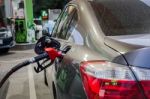 Refilling The Car With Fuel On A Filling Station Stock Photo