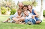 Extended Group Portrait Of Family Stock Photo