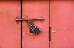 Colorful Ancient Locked Door Stock Photo