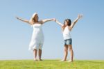 Mother and Daughter in outdoor Stock Photo