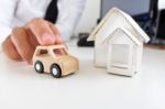 Wooden Car And Home On A Table Stock Photo