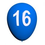 16 Balloon Shows Sweet Sixteen Birthday Party Stock Photo