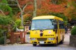 Cute Japan School Bus Stock Photo