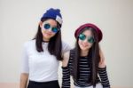 Two Asia Thai Teen Best Friends Girls Smile And Funny Stock Photo