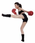 Young Beautiful Fighter Girl Stock Photo