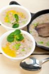 Hearty Middle Eastern Chickpea And Barley Soup Stock Photo