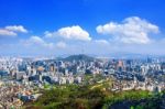 View Of Cityscape And Seoul Tower In Seoul, South Korea. Autumn Stock Photo