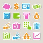 Finance And Money  Sticker Icon Set Stock Photo