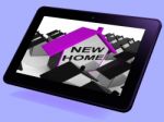 New Home House Tablet Means Buying Or Renting Out Property Stock Photo