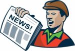 Newsboy Newspaper Delivery Retro Stock Photo