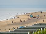 People Enjoying The Beach At Southwold Stock Photo