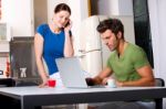 Couple Working In Computer Stock Photo