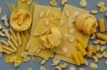 Italian Foods Concept And Menu Design. Assorted Types Of Pasta Stock Photo