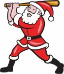 Santa Baseball Player Batting Isolated Cartoon Stock Photo