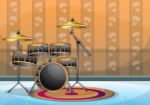 Cartoon  Illustration Interior Music Room With Separated Layers Stock Photo