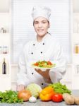 Chef Offering Vegetarian Meal Stock Photo