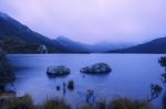 Cradle Mountain In Tasmania On A Cloudy Day Stock Photo