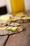 Grilled Vegetables On Bread Stock Photo