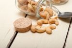 Cashew Nuts On A Glass Jar Stock Photo