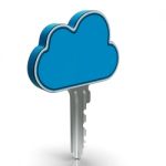 Cloud Computing Key Shows Internet Security Stock Photo