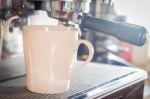 Coffee Mug In Coffee Shop Stock Photo