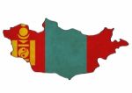 Mongolia Map On Mongolia Flag Drawing ,grunge And Retro Flag Ser Stock Photo