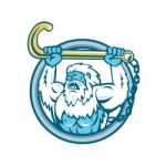 Yeti Lifting J Hook Circle Retro Stock Photo