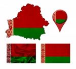 Grunge Belarus Flag, Map And Map Pointers Stock Photo