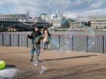 Bubblemaker On The Southbank Of The Thames Stock Photo