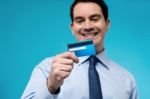 I Am Happy, Got My New Credit Card Stock Photo