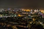 Scenic Of Hamburg Night Cityscape Stock Photo