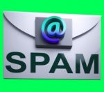 Spam Envelope Shows Junk Mail Electronic Spamming Stock Photo